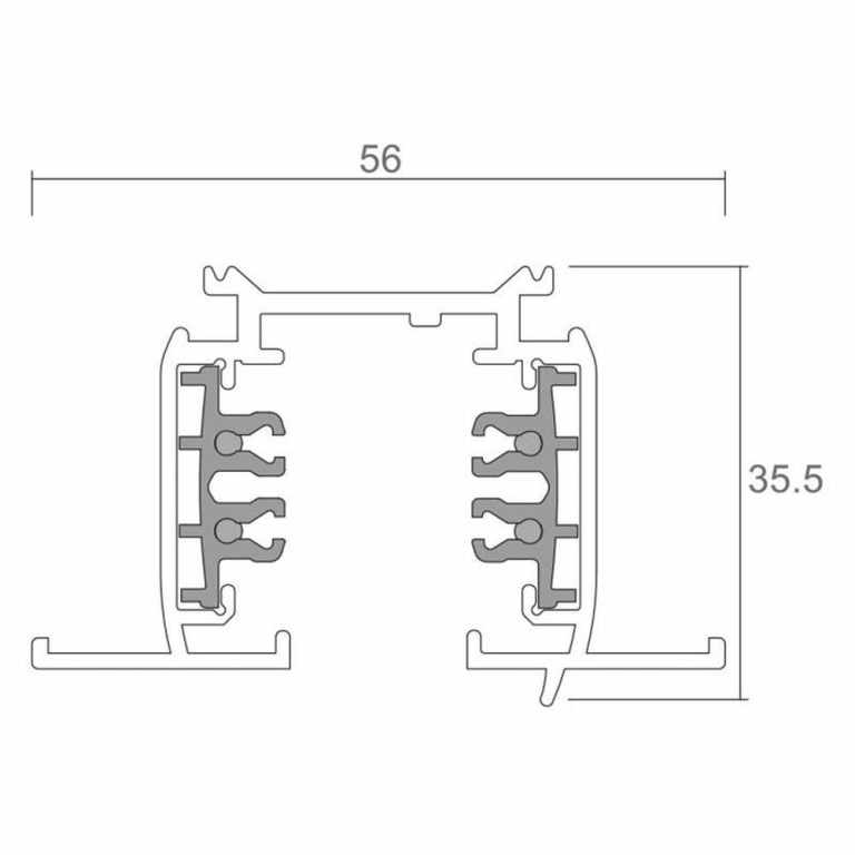 Deko-Light 3-Phasen Schienensystem, D Line Einbaustromschiene mit Flügel 1m, Verkehrsweiß RAL 9016, 220-240 V/A