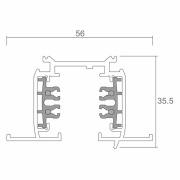 3-Phasen Schienensystem, D Line Einbaustromschiene mit Flügel 1m, Verkehrsweiß RAL 9016, 220-240 V/A