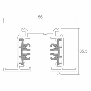 3-Phasen Schienensystem, D Line Einbaustromschiene mit Flügel 2m, Verkehrsweiß RAL 9016, 220-240 V/A