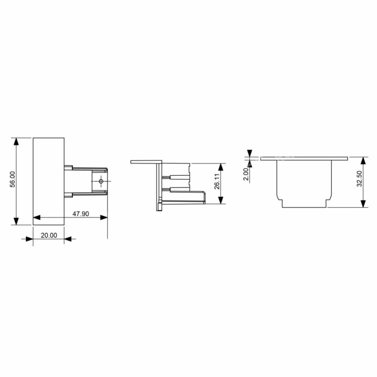 Deko-Light 3-Phasen Schienensystem, D Line Endkappe für Einbauschiene, Reinweiß RAL 9010