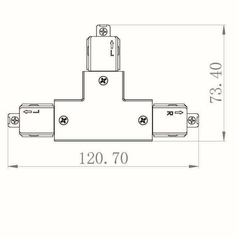 Deko-Light 1-Phasen Schienensystem, D One T-Verbinder, rechts-links-links, weiß, Verkehrsweiß RAL 9016, 220-240