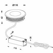 Bodeneinbauleuchte, Flat III 100 mm, 1,3 W, 3000 K, Silber, 220-240 V/AC, 50 / 60 Hz