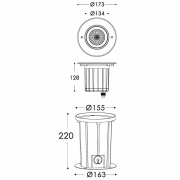 Bodeneinbauleuchte, COB 12 Soft, 14,5 W, 3000 K, Silber, 220-240 V/AC, 50 / 60 Hz