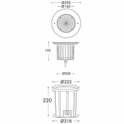 Bodeneinbauleuchte, COB 25 Soft, 29 W, 3000 K, Silber, 220-240 V/AC, 50 / 60 Hz