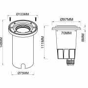 Bodeneinbauleuchte, Aton Rund Set, 1x max. 7 W GU10, Schwarz, 220-240 V/AC, 50 / 60 Hz