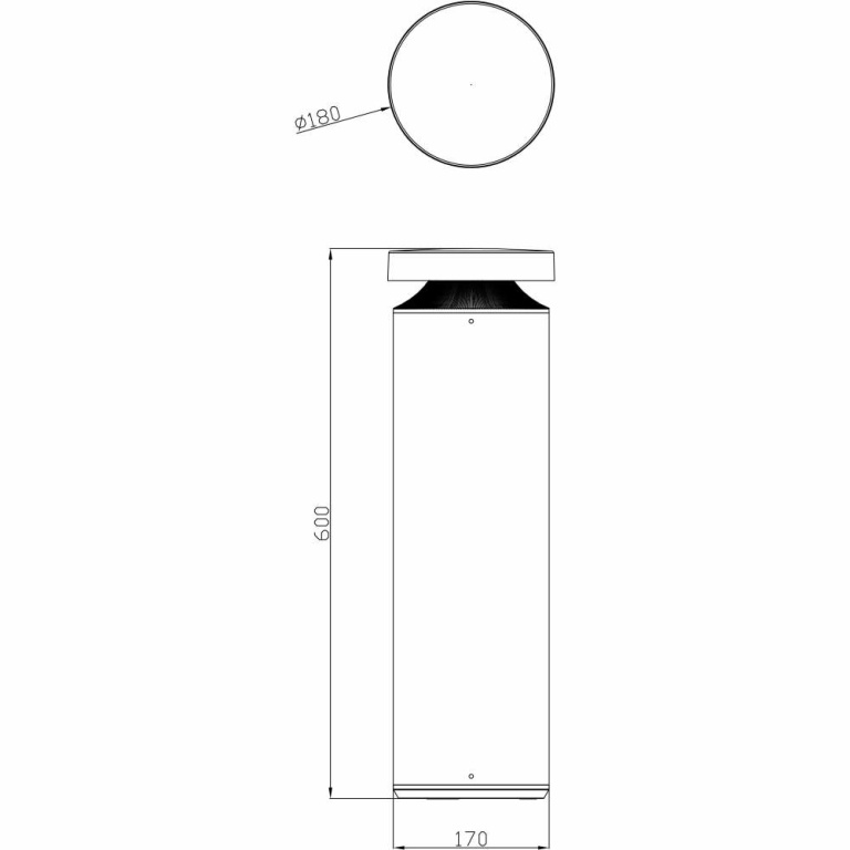 Deko-Light Pollerleuchte, Faro 60, 24 W, DALI, 3000 K, grau, 200-240 V/AC, 50 / 60 Hz