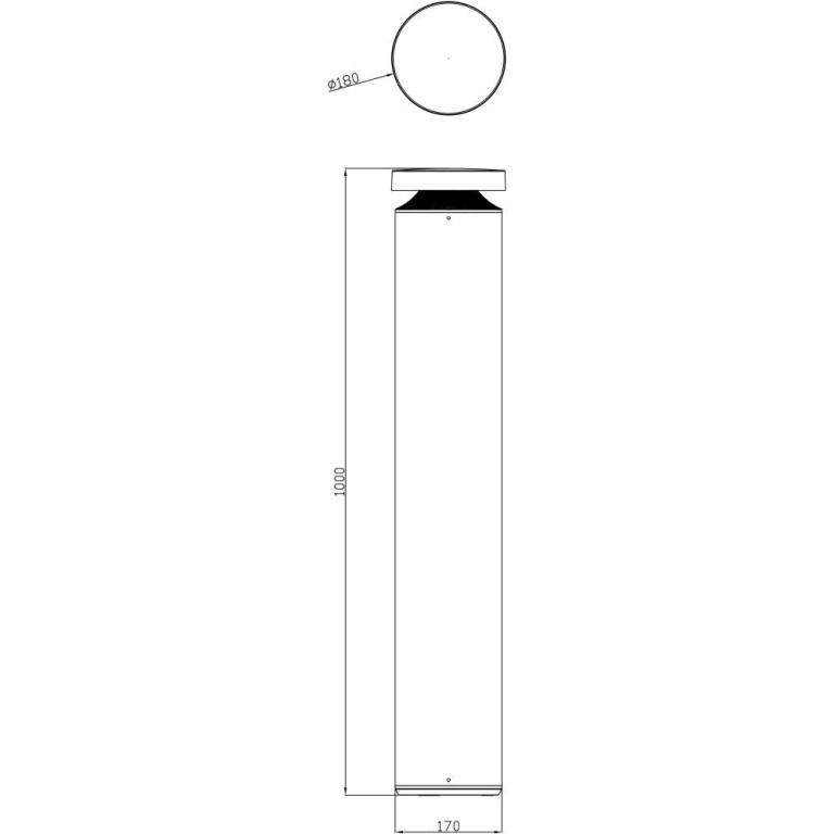 Deko-Light Pollerleuchte, Faro 100, 24 W, DALI, 3000 K, grau, 200-240 V/AC, 50 / 60 Hz