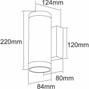 Wandaufbauleuchte, Mobby II Double, 20 W, DIM, 3000 K, Schwarz, 220-240 V/AC, 50 / 60 Hz