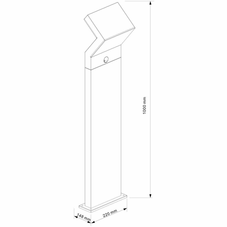 Deko-Light Pollerleuchte, Taygeta Motion 1000 mm, 18 W, 3000 K, Grau, 110-240 V/AC, 50 / 60 Hz