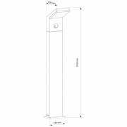 Pollerleuchte, Tucanae Motion 1000 mm, 18 W, 3000 K, Grau, 110-240 V/AC, 50 / 60 Hz