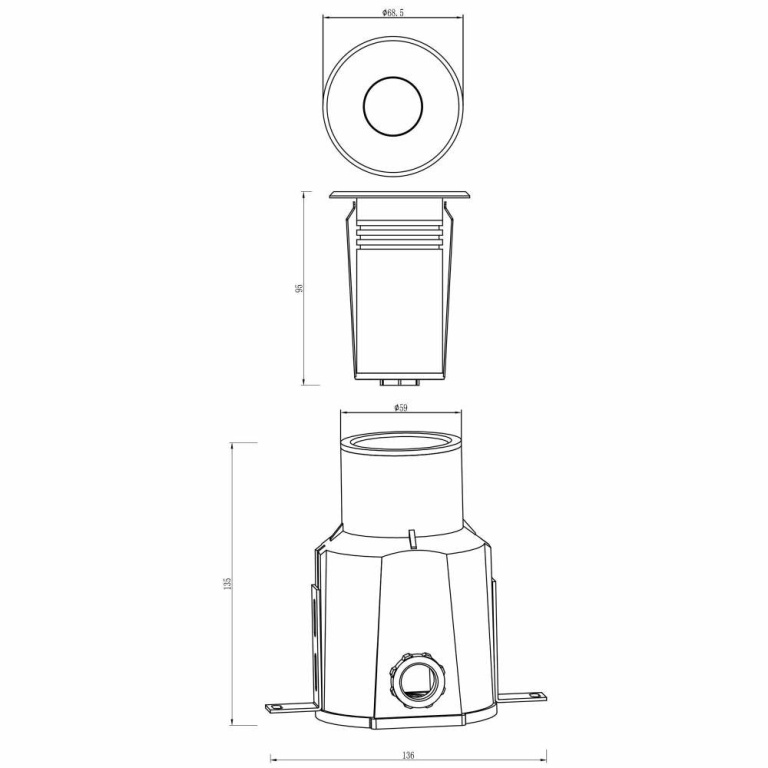 Deko-Light Unterwasserleuchte, Snapper II, 3 W, 3000 K, Silber, Spannungskonstant, 24 V/DC