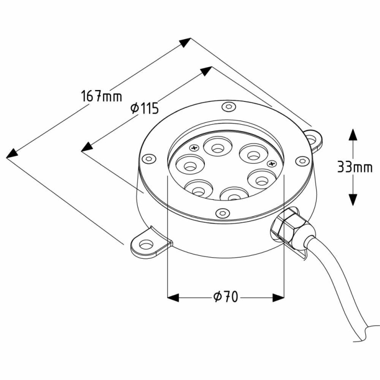 Deko-Light Unterwasserleuchte, Shark I, 11,8 W, 3000 K, Silber, Spannungskonstant, 24 V/DC