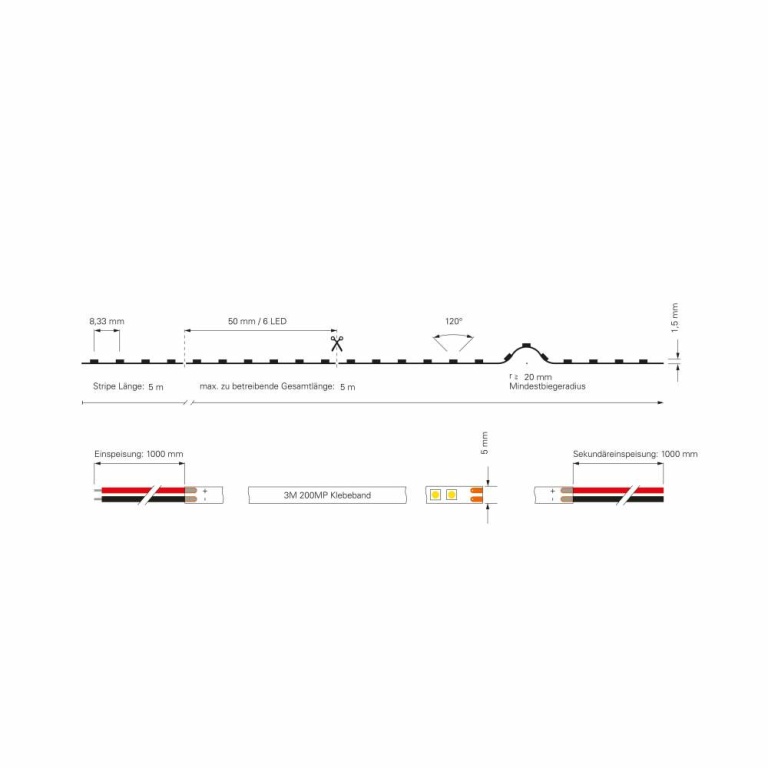 Deko-Light Stripe, Slim, SMD, 24V-10W, 2700K, 5m, Spannungskonstant, 24 V/DC