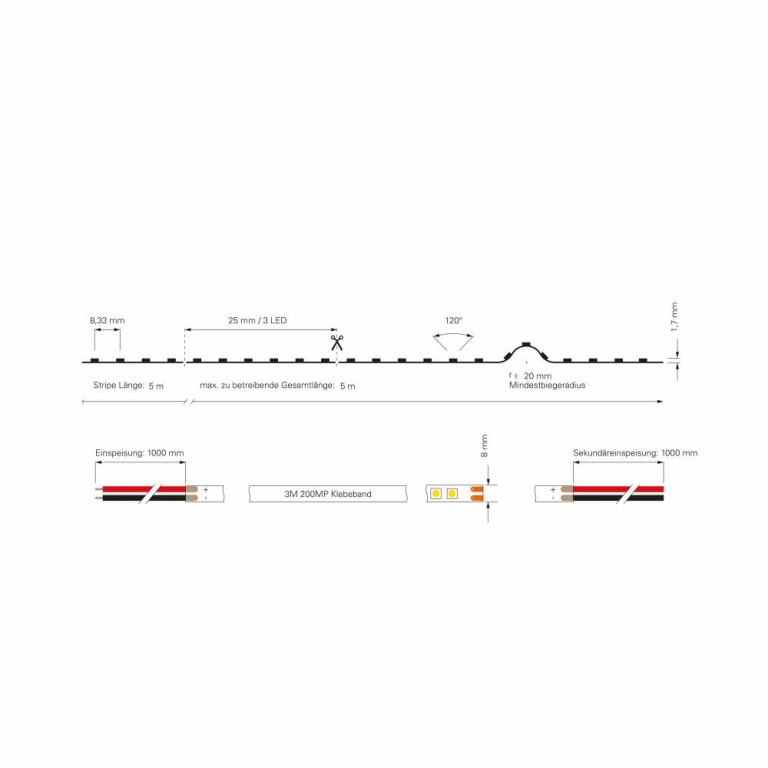 Deko-Light Stripe, Short Cut, SMD, 12V-7W, 2700K, 5m, Spannungskonstant, 12 V/DC