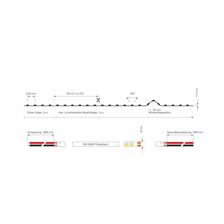 Deko-Light Stripe, Short Cut, SMD, 12V-7W, 4000K, 5m, Spannungskonstant, 12 V/DC