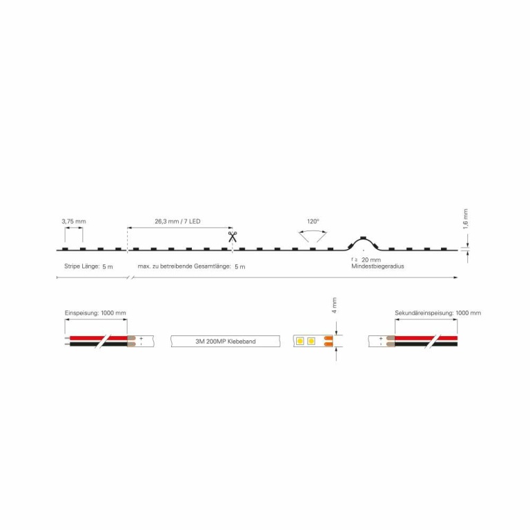 Deko-Light Stripe, Slim, SMD, 24V-11W, 2700K, 5m, Spannungskonstant, 24 V/DC