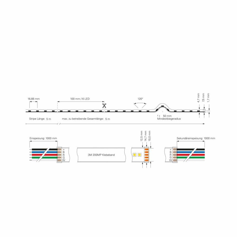 Deko-Light Stripe, Standard, SMD, 24V-15W, RGB/3000K, 5m, Silikon, Spannungskonstant, 24 V/DC