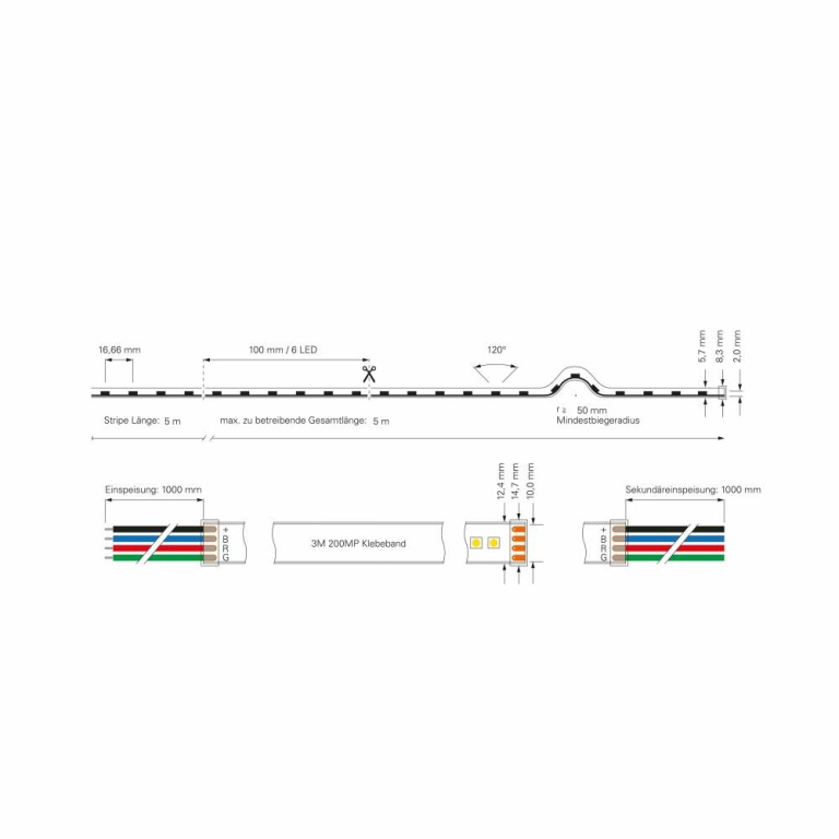 Deko-Light Stripe, Standard, SMD, 24V-13W, RGB, 5m, Silikon, Spannungskonstant, 24 V/DC