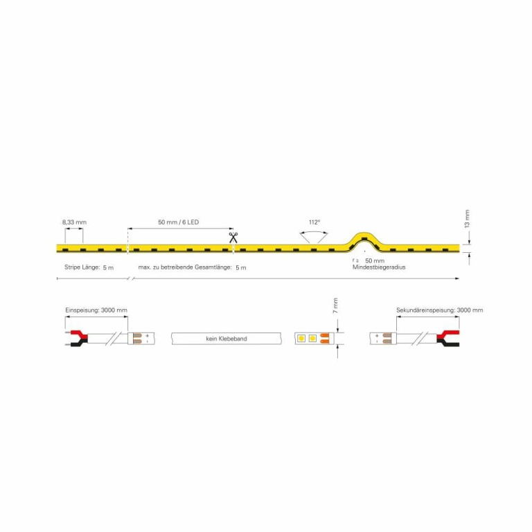 Deko-Light Stripe, D Flex Line Mini Side-View, Neon, 24V-8W, 3000K, 5m, Silikon, Spannungskonstant, 24 V/DC