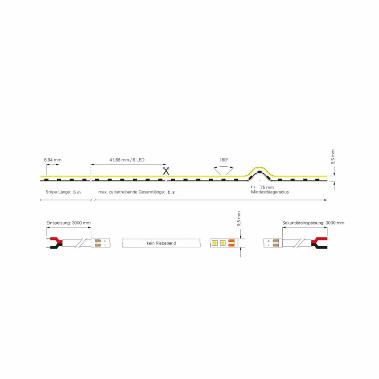 Deko-Light Stripe, D Flex Line Top-View, Neon, 24V-10W, 3000K, 5m, Silikon, Spannungskonstant, 24 V/DC