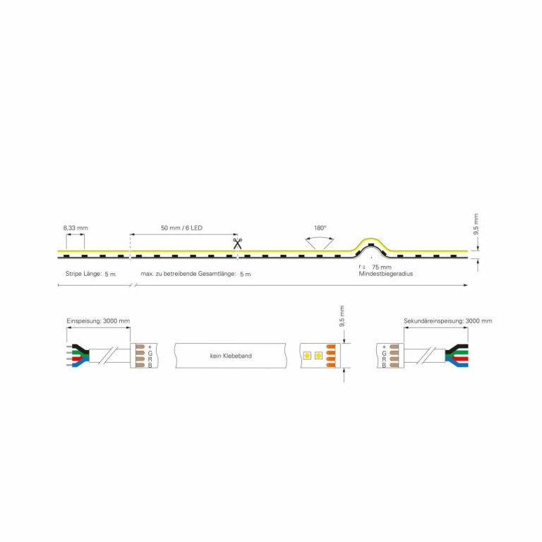 Deko-Light Stripe, D Flex Line Top-View, Neon, 24V-10W, RGB, 5m, Silikon, Spannungskonstant, 24 V/DC