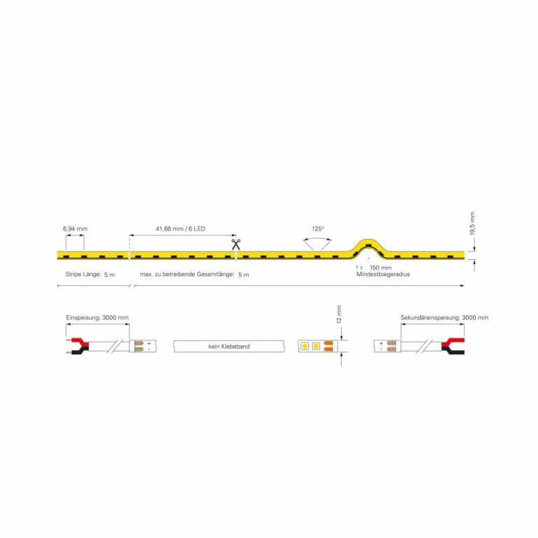 Deko-Light Stripe, D Flex Line Side-View, Neon, 24V-10W, 3000K, 5m, Silikon, Spannungskonstant, 24 V/DC