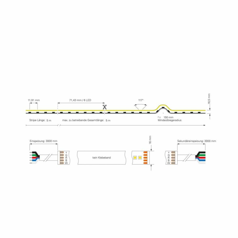 Deko-Light Stripe, D Flex Line Top-View, Neon, 24V-10W, RGBW, 5m, Silikon, Spannungskonstant, 24 V/DC