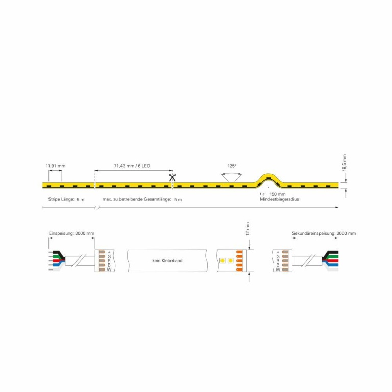 Deko-Light Stripe, D Flex Line Side-View, Neon, 24V-10W, RGBW, 5m, Silikon, Spannungskonstant, 24 V/DC