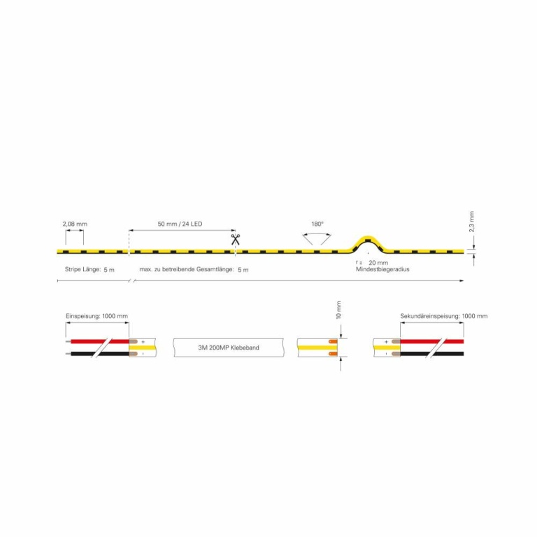 Deko-Light Stripe, Standard, COB, 24V-12W, 4000 K, 5m, Spannungskonstant, 24 V/DC