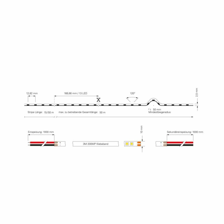 Deko-Light Stripe, Long Run, SMD, 48V-4W, 3000K, 50m, Silikon, Spannungskonstant, 48 V/DC