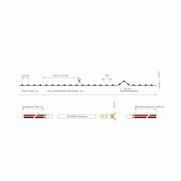 Deko-Light Stripe, Power Short Cut, SMD, 48V-20W, 3000K, 5m, Spannungskonstant, 48 V/DC