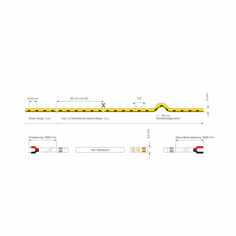 Deko-Light Stripe, D Flex Line Mini Side-View, Neon, 24V-10W, 3000K, 5m, Silikon, Spannungskonstant, 24 V/DC