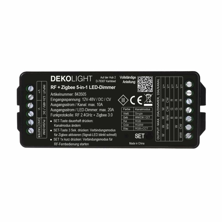 Deko-Light Deko-Light, Steuerung RF, RF-smart, LED-Dimmer 5-in1, 5 Kanal, 12-48V, 20A, IP20, Spannungskonstant,