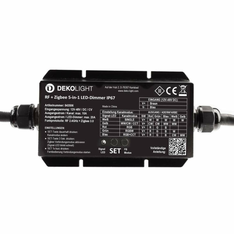 Deko-Light Deko-Light, Steuerung RF, RF-smart, LED-Dimmer 5-in1, 5 Kanal, 12-48V, 20A, IP67, Spannungskonstant,