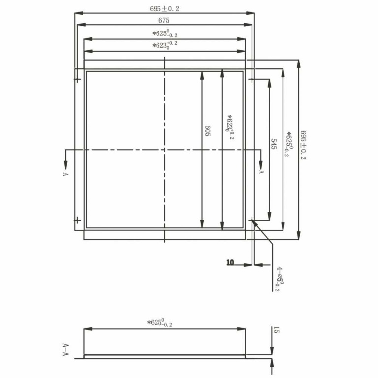 Deko-Light Mechanisches Systemzubehör, Einlegerahmen für Gips 62x62, Tiefe: 695 mm, Breite: 695 mm, Höhe: 15 mm