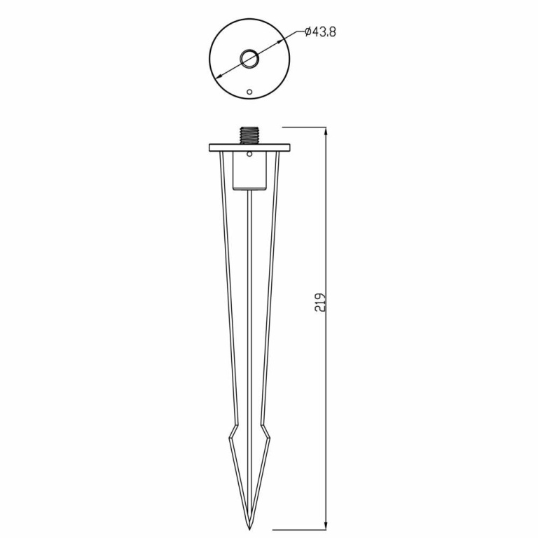 Deko-Light Mechanisches Systemzubehör, Erdspieß für Serie Colt 15/25//30/36/65W, M10, Tiefe: 219 mm, Durchmesse