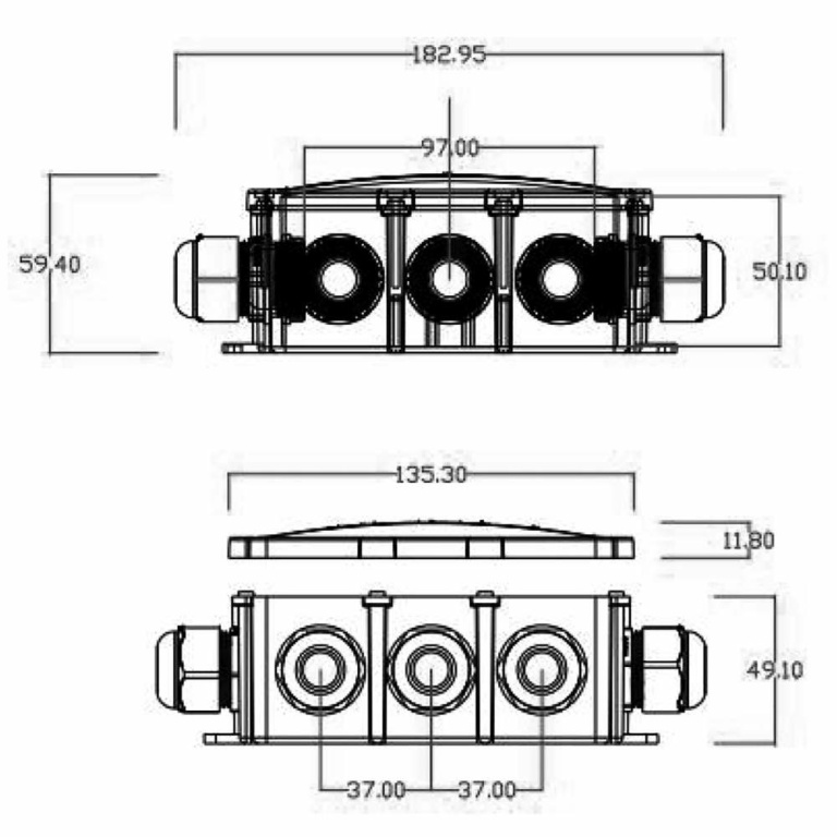 Deko-Light Elektrisches Montagezubehör, Outdoor Multi 10-fach-Verteiler für 2-10 Kabel 4-14 mm, 0.5-4 mm², max.