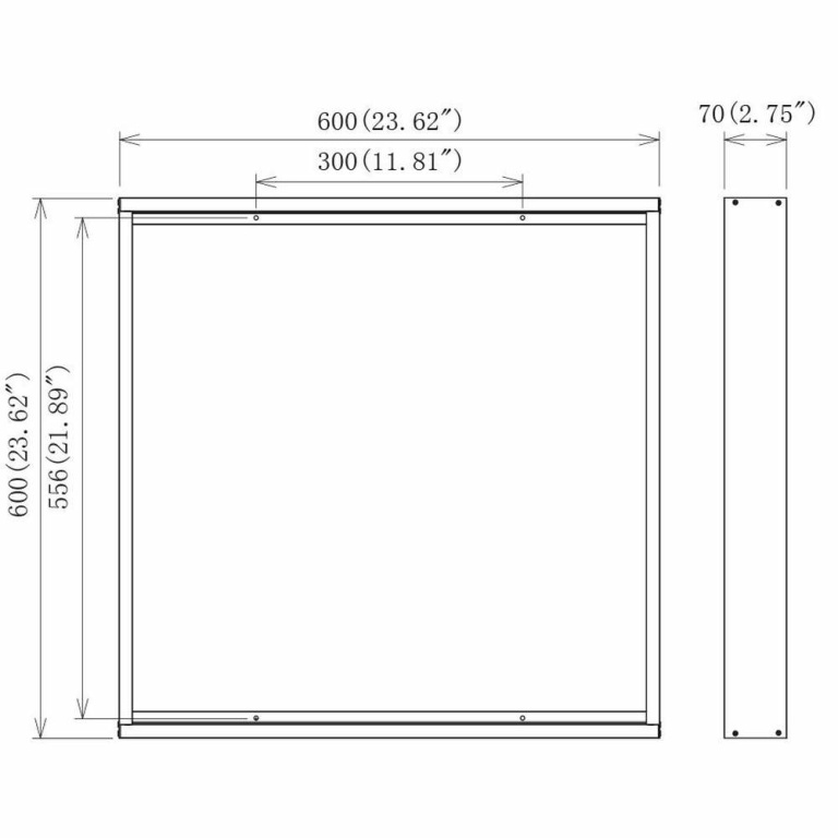 Deko-Light Mechanisches Systemzubehör, Aufbaurahmen für 595x595mm Panel, Tiefe: 600 mm, Breite: 608 mm, Höhe: 7