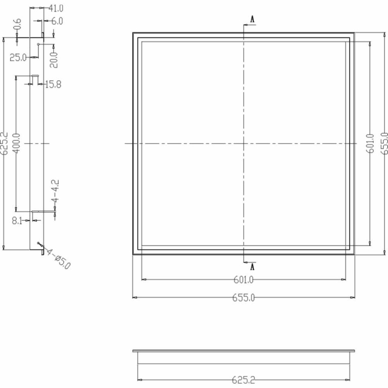 Deko-Light Mechanisches Systemzubehör, Einbaurahmen für 620x620mm Backlit Panel, Tiefe: 655 mm, Breite: 620 mm,