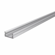 Profil, U-Profil flach AU-01-08, 8 - 9,3 mm LED Stripes, Aluminium, Silber, Eloxiert, Tiefe: 3000 mm