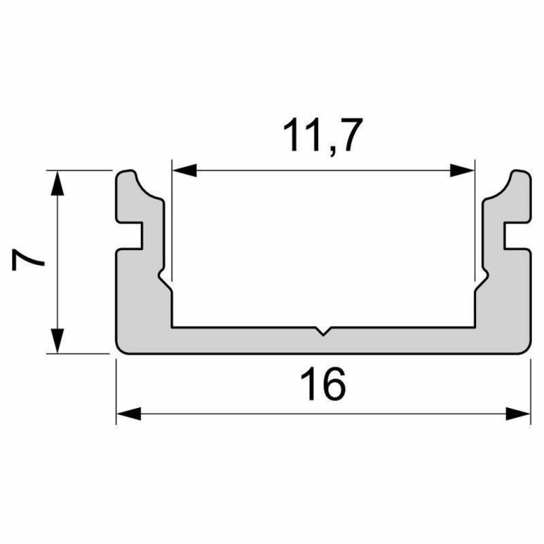 Deko-Light Profil, U-Profil flach AU-01-10, 10 - 11,3 mm LED Stripes, Aluminium, Weiß, Tiefe: 2000 mm, Breite: