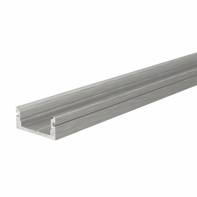 Deko-Light Profil, U-Profil flach AU-01-10, 10 - 11,3 mm LED Stripes, Aluminium, Silber, Gebürstet, Tiefe: 2000