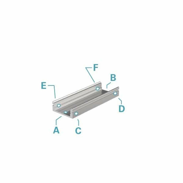 Deko-Light Profil, U-Profil flach AU-01-12, 12 - 13,3 mm LED Stripes, Aluminium, Silber, Eloxiert, Tiefe: 1000