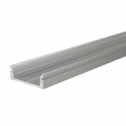 Profil, U-Profil flach AU-01-15, 15 - 16,3 mm LED Stripes, Aluminium, Silber, Eloxiert, Tiefe: 1000