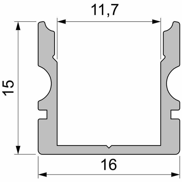 Deko-Light Profil, U-Profil hoch AU-02-10, 10 - 11,3 mm LED Stripes, Aluminium, Silber, Eloxiert, Tiefe: 4000 m