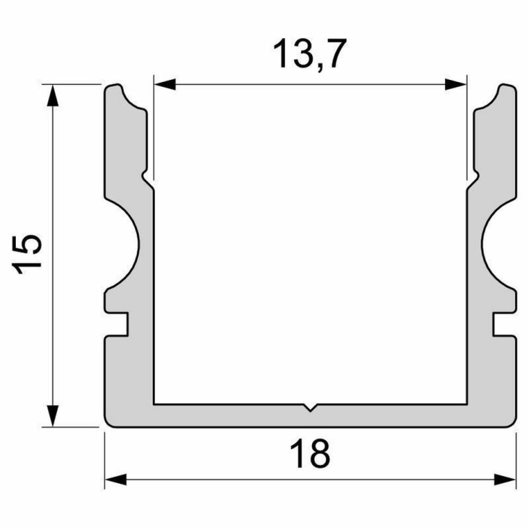 Deko-Light Profil, U-Profil hoch AU-02-12, 12 - 13,3 mm LED Stripes, Aluminium, Silber, Eloxiert, Tiefe: 2000 m