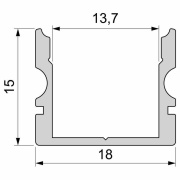 Profil, U-Profil hoch AU-02-12, 12 - 13,3 mm LED Stripes, Aluminium, Silber, Eloxiert, Tiefe: 2000 m