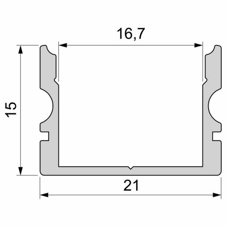 Deko-Light Profil, U-Profil hoch AU-02-15, 15 - 16,3 mm LED Stripes, Aluminium, Silber, Eloxiert, Tiefe: 1000 m