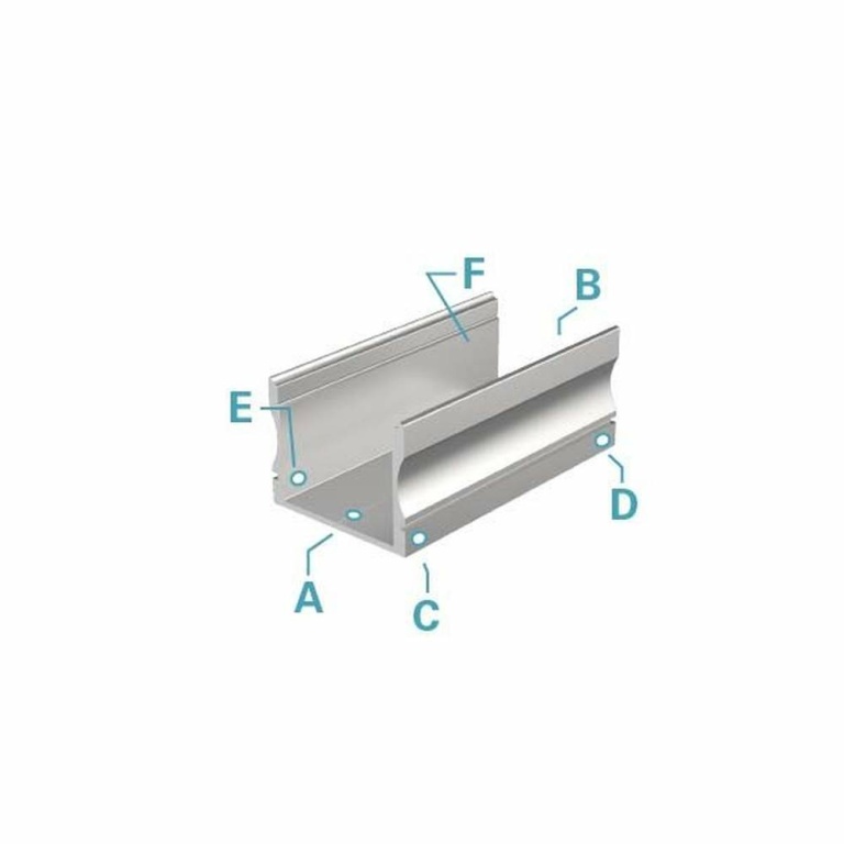 Deko-Light Profil, U-Profil hoch AU-02-20, 20 - 21,3 mm LED Stripes, Aluminium, Silber, Eloxiert, Tiefe: 2000 m