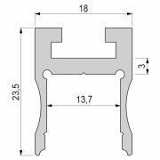 Profil, Nuten-Profil, U-hoch AU-03-12, 12 - 13,3 mm LED Stripes, Aluminium, Silber, Eloxiert, Tiefe: